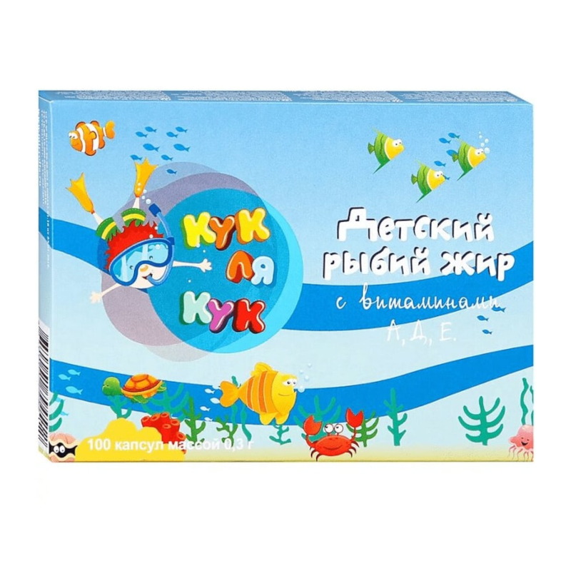 Изображение товара Кук Ля Кук Рыбий жир детский с витаминами А D Е капсулы 100 шт