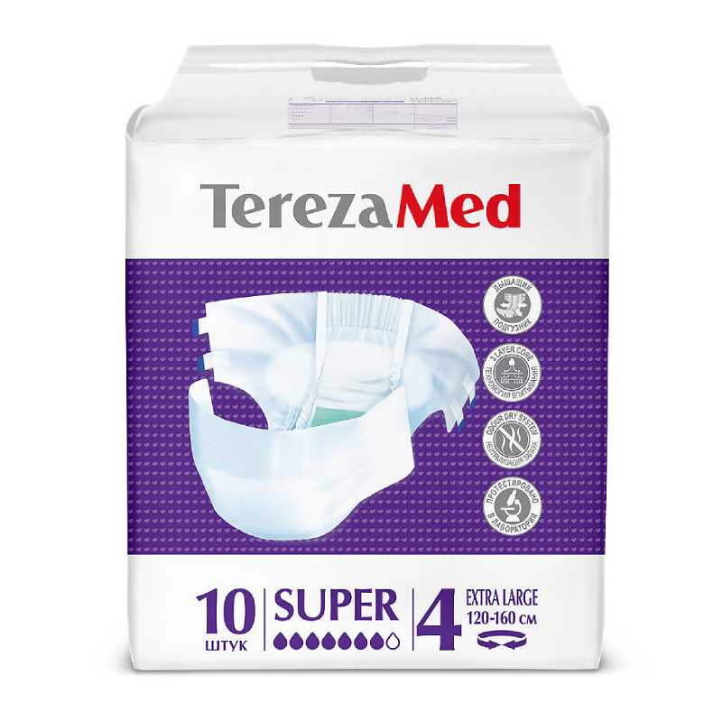 

TerezaMed Super №4 Подгузники для взрослых размер XL 10 шт