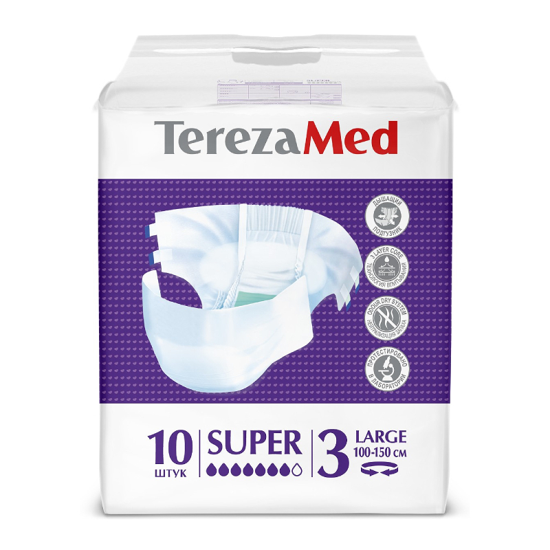 Изображение товара Подгузники для взрослых TerezaMed Super №3 L 10 шт, высокая впитываемость