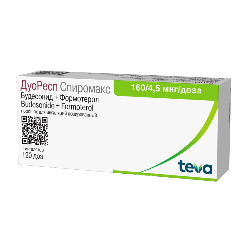 Изображение товара ДуоРесп Спиромакс 160/4.5 мкг порошок для ингаляций 120 доз