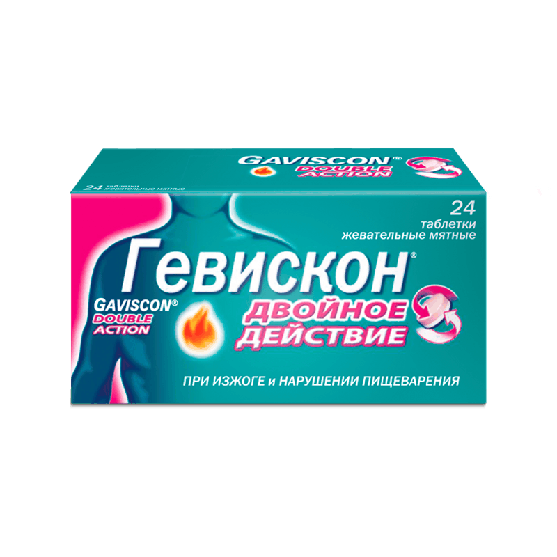 Изображение товара Гевискон Двойное Действие таблетки жевательные Мята 24 шт