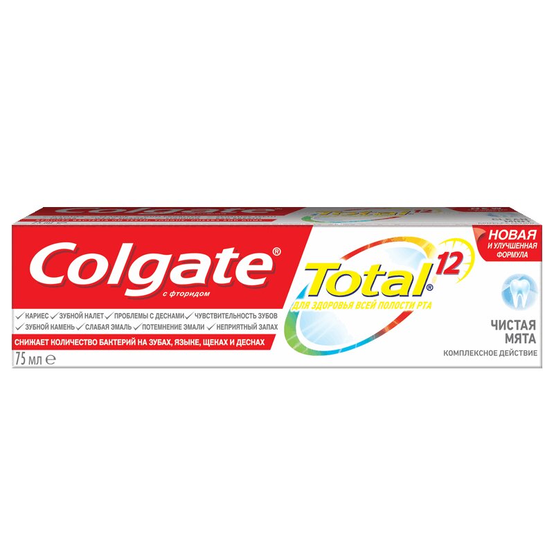 Зубная паста Colgate Тотал 12 Чистая мята 75 мл r o c s pro зубная паста свежая мята 135 гр