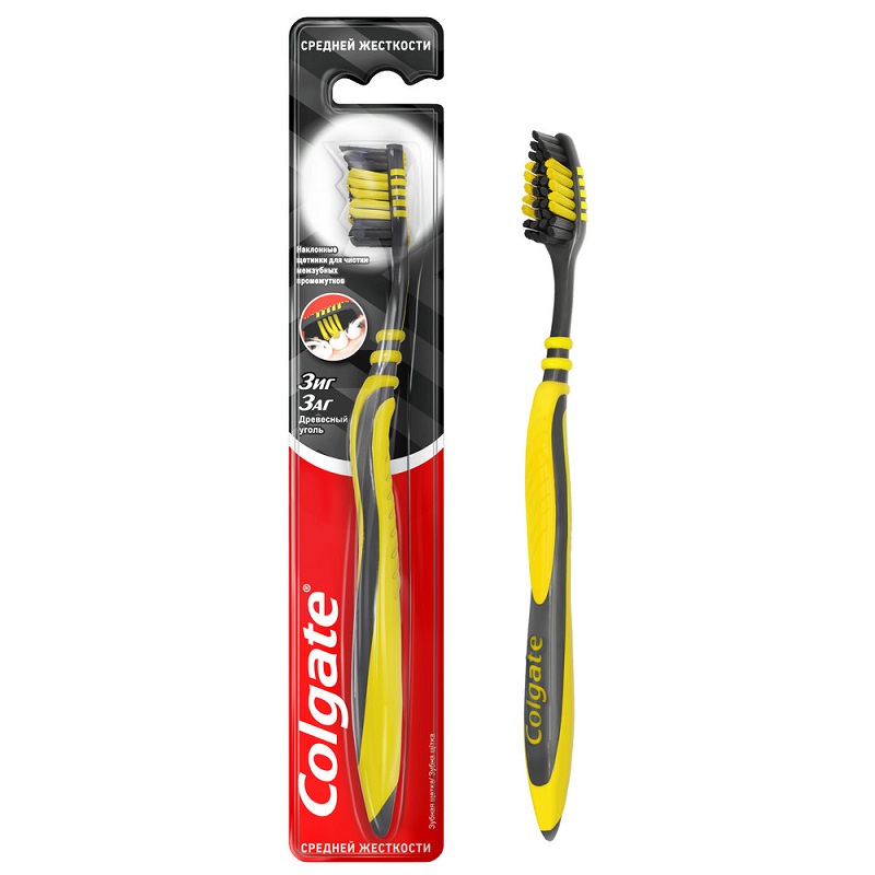 

Colgate Зиг Заг Зубная щетка с древесным углем Средняя жесткость