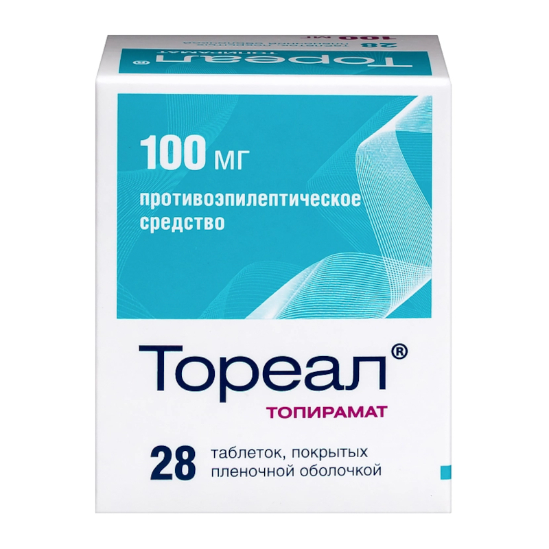 Изображение товара Тореал 100 мг таблетки 28 шт противоэпилептическое и профилактика мигрени