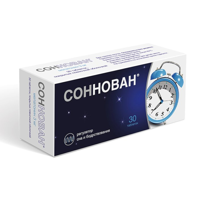 Изображение товара Соннован 3 мг таблетки 30 шт для нормализации сна и циркадных ритмов
