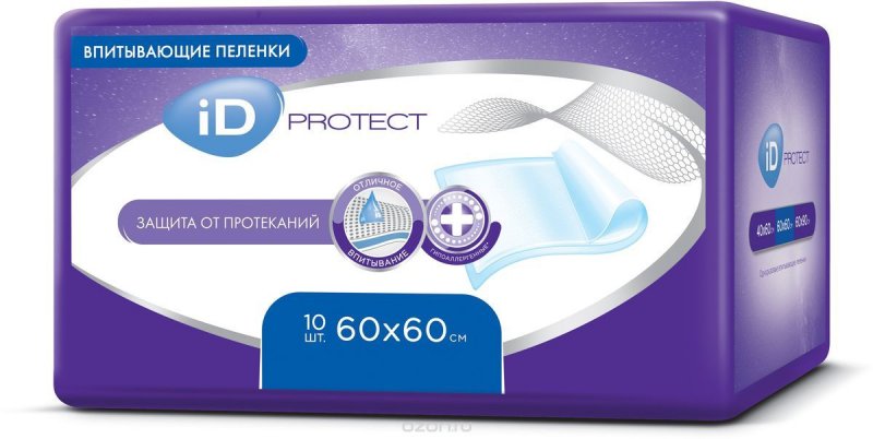 Изображение товара ID Protect впитывающие пеленки 60x60 см 10 шт