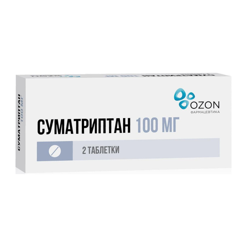 Изображение товара Суматриптан 100 мг таблетки для быстрого снятия мигрени и синдрома Хортона