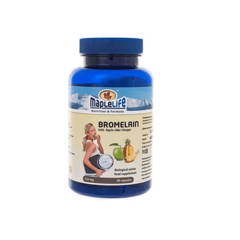 Изображение товара Бромелайн с яблочным уксусом 555 мг, 90 капсул для пищеварения
