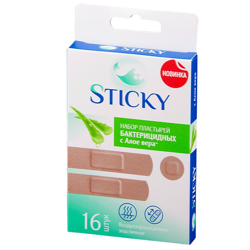 

Sticky Пластырь бактерицидный набор универсальный Алоэ 16 шт