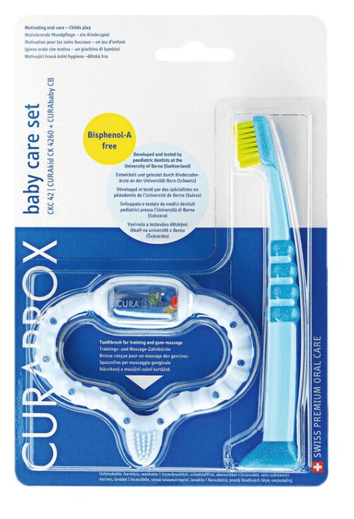 Curaprox Набор прорезыватель+зубная щетка для детей Голубой житие преподобного сергия радонежского в пересказе для детей
