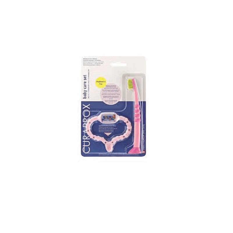 Curaprox Набор прорезыватель+зубная щетка для детей Розовый вяжем для детей от 2 до 10 лет спицы