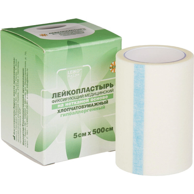 Лейкопластырь Leiko Plaster 5 х 500 см нетканая основа