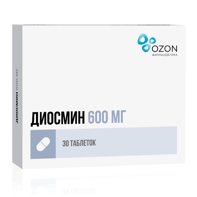 Изображение товара Диосмин 600 мг таблетки 30 шт - венотоник для вен, геморроя и сосудов