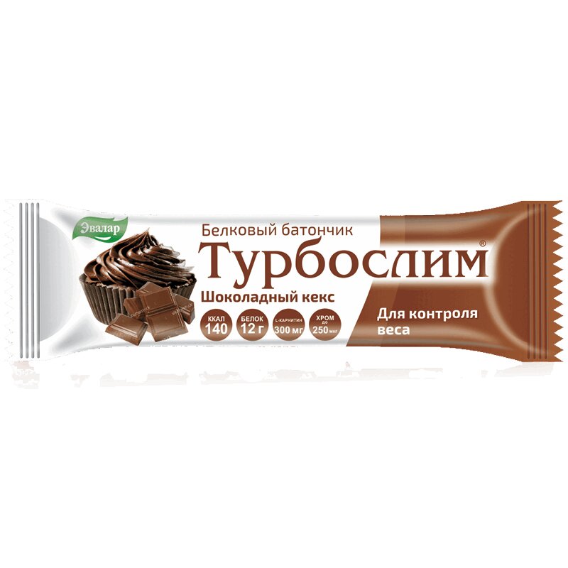 Изображение товара Турбослим батончик белковый для похудения Шоколадный кекс 50 г