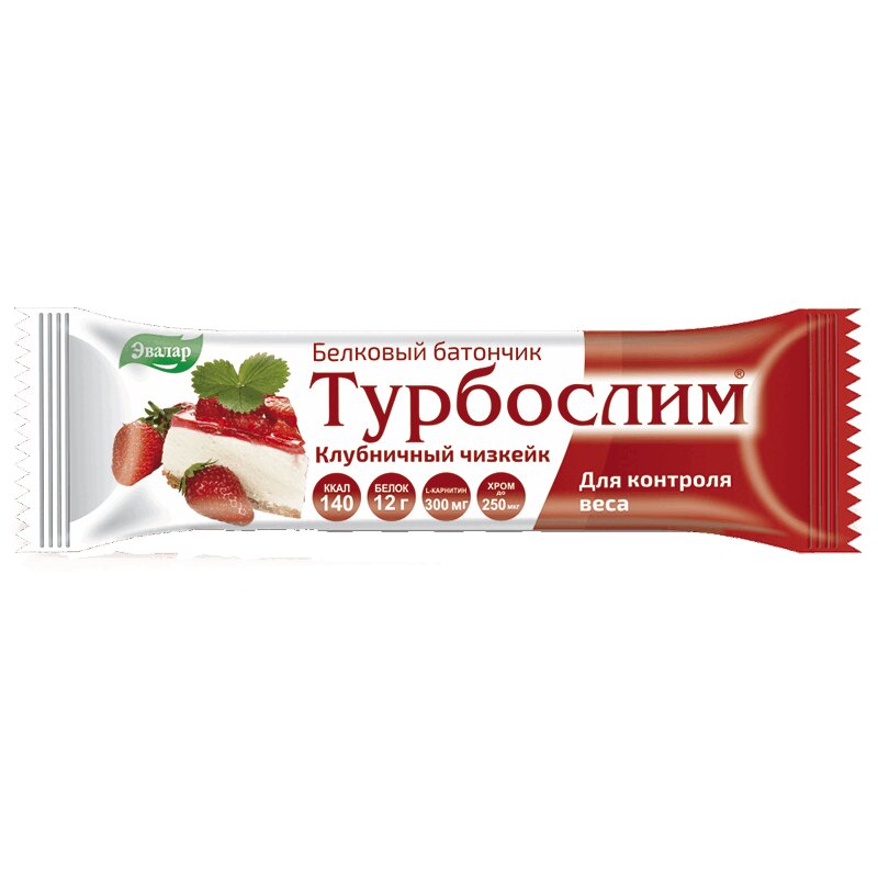 Турбослим батончик 50 г Клубничный чизкейк турбослим батончик д похудения 50г 1