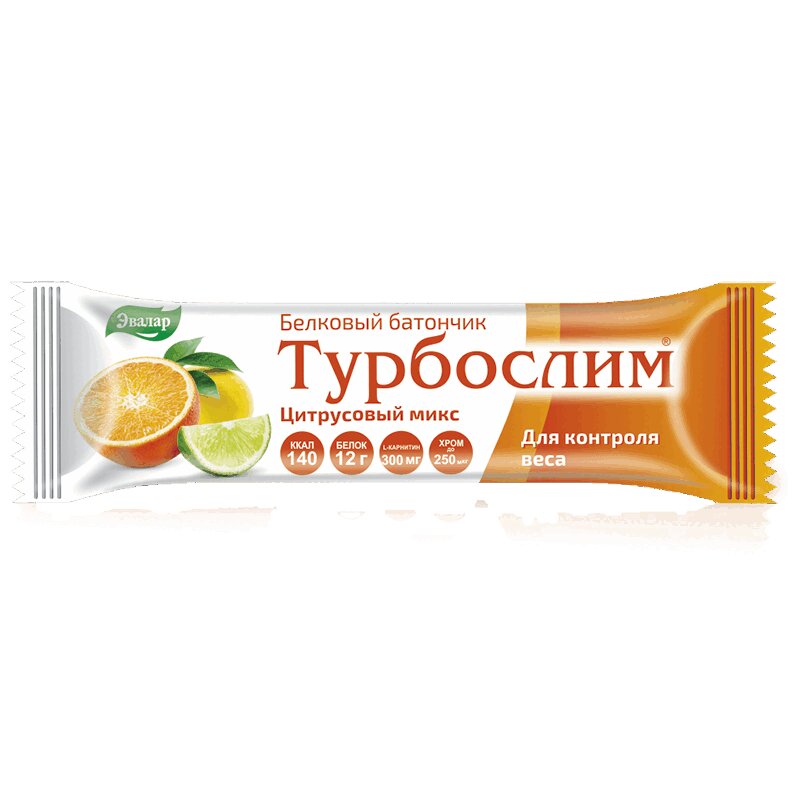 

Турбослим батончик белковый для похудения Цитрусовый микс 50 г