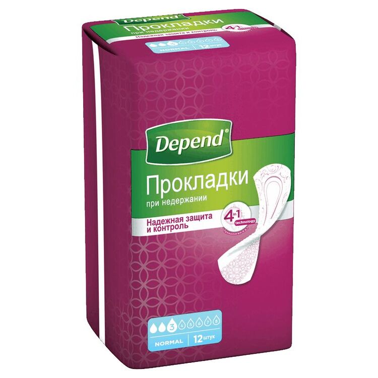 Изображение товара Прокладки для женщин при средней степени недержания, 12 шт Depend Normal