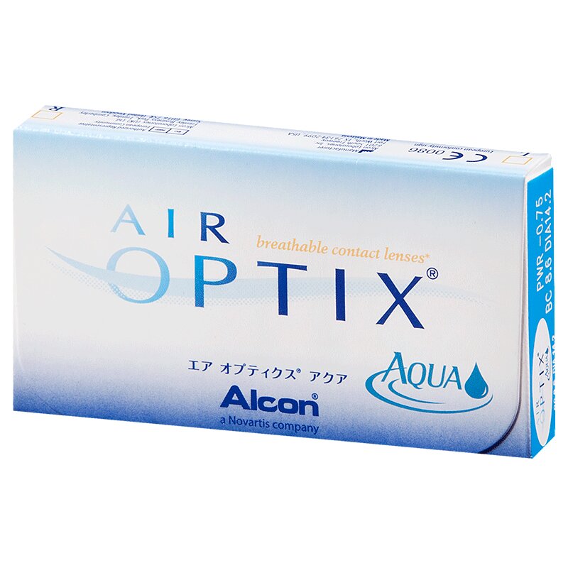 Линза контактная Air Optix Aqua BC=8,6 -2,75 6 шт линзы контактные alcon алкон air optix aqua 8 6 4 25 6шт