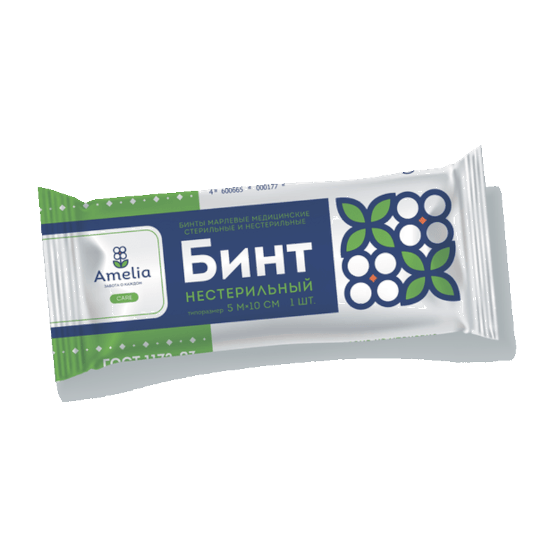 Изображение товара Марлевый нестерильный бинт Амелия Бинт 5 м x 10 см для медицинских и бытовых целей Изображение товара Марлевый нестерильный бинт Амелия Бинт 5 м x 10 см для медицинских и бытовых целей