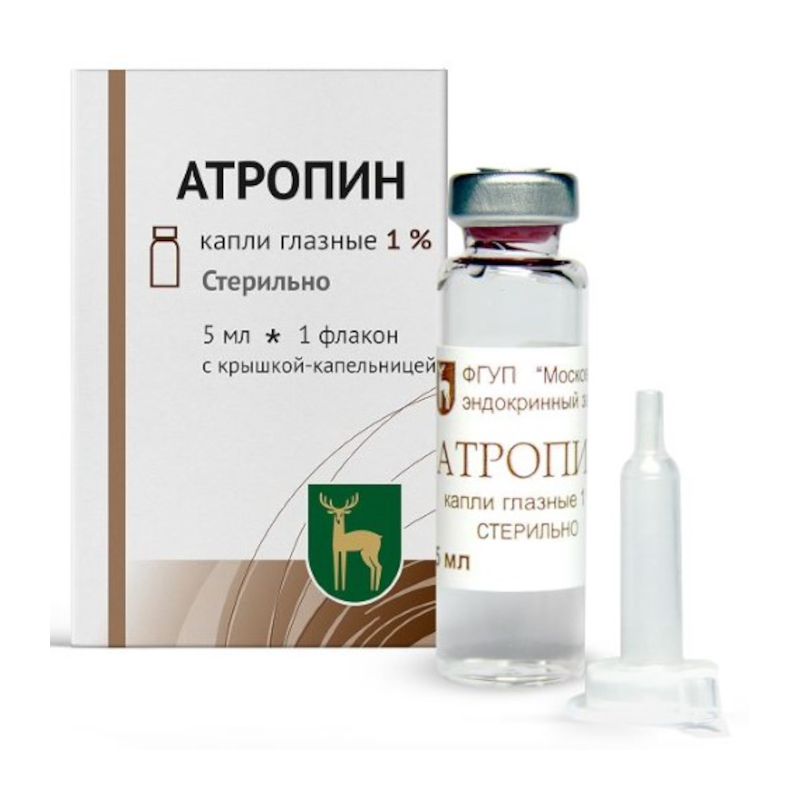 Изображение товара Глазные капли Атропин 1% 5 мл для расширения зрачка и исследования глаз