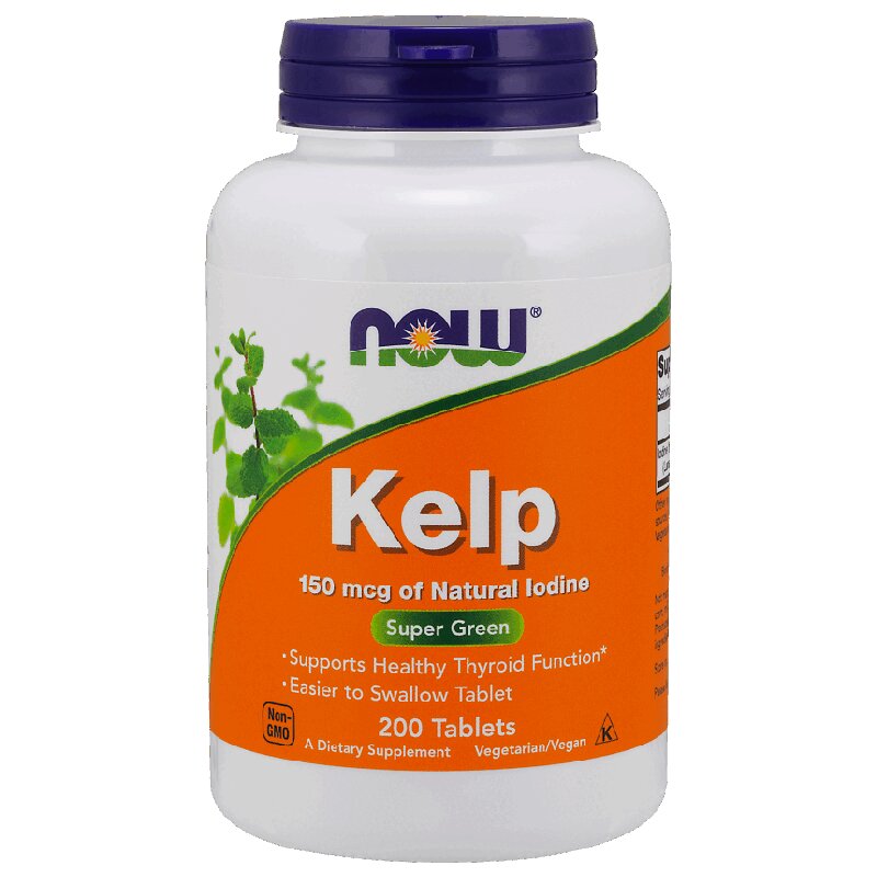Изображение товара Келп таблетки NOW с органическим йодом 200 шт - поддержка щитовидной железы