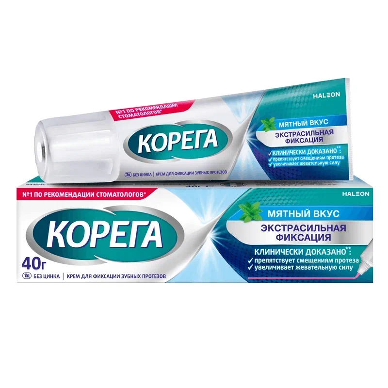 Изображение товара Корега Экстрасильная фиксация Крем для фиксации зубных протезов Мята 40 г