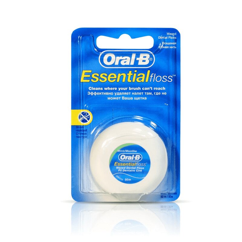 Oral-B Нить зубная Essential Floss Мята 50 м уп.1 шт oral b нить зубная супер флосс 1 шт