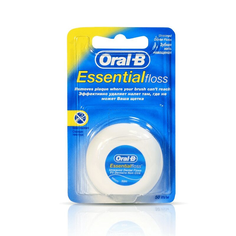 Oral-B Нить зубная Essential Floss невощеная 50 м уп.1 шт тонкая нить