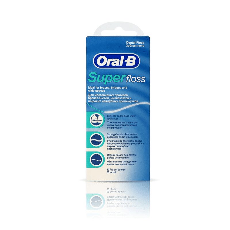 Oral-B Нить зубная Супер Флосс 1 шт шелковая зубная нить spearmint