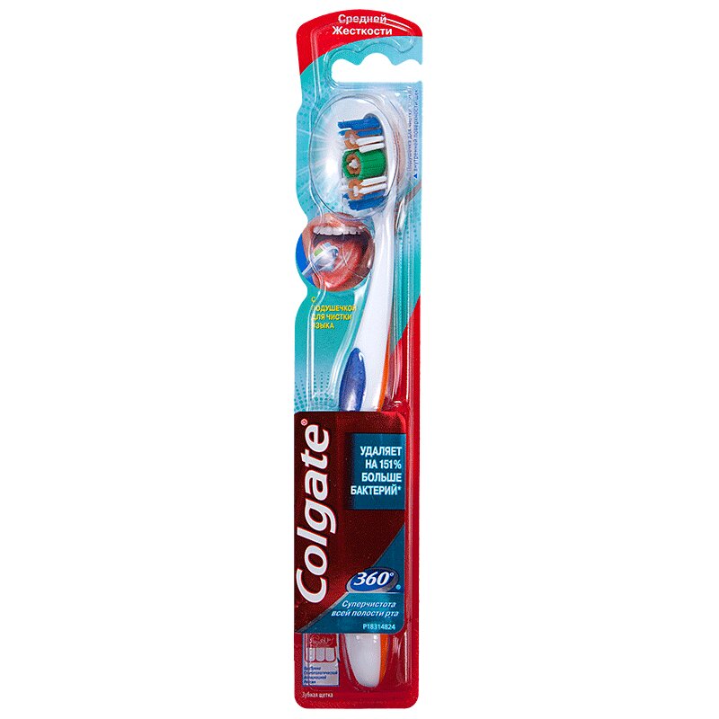 Изображение товара Colgate 360 Суперчистота всей полости рта Зубная щетка Средняя жесткость
