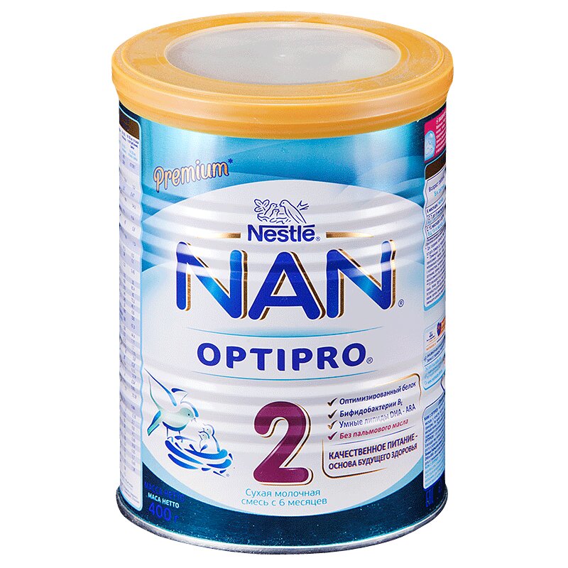 Детское питание Nan 2 молочная смесь 400 г demin lake cosmetics глина сапропелевая с мякотью персика сухая смесь 250
