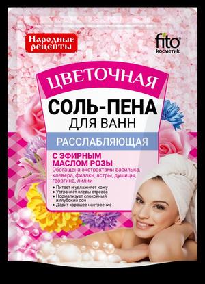

Народные рецепты Соль-пена для ванн расслабляющая Цветочная 200г