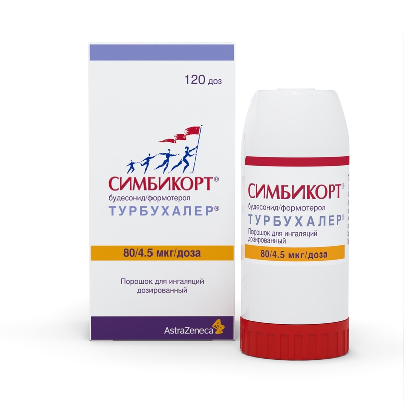 Изображение товара Симбикорт Турбухалер 80 мкг/доза и 4,5 мкг/доза, порошковый ингалятор для бронхиальной астмы и ХОБЛ