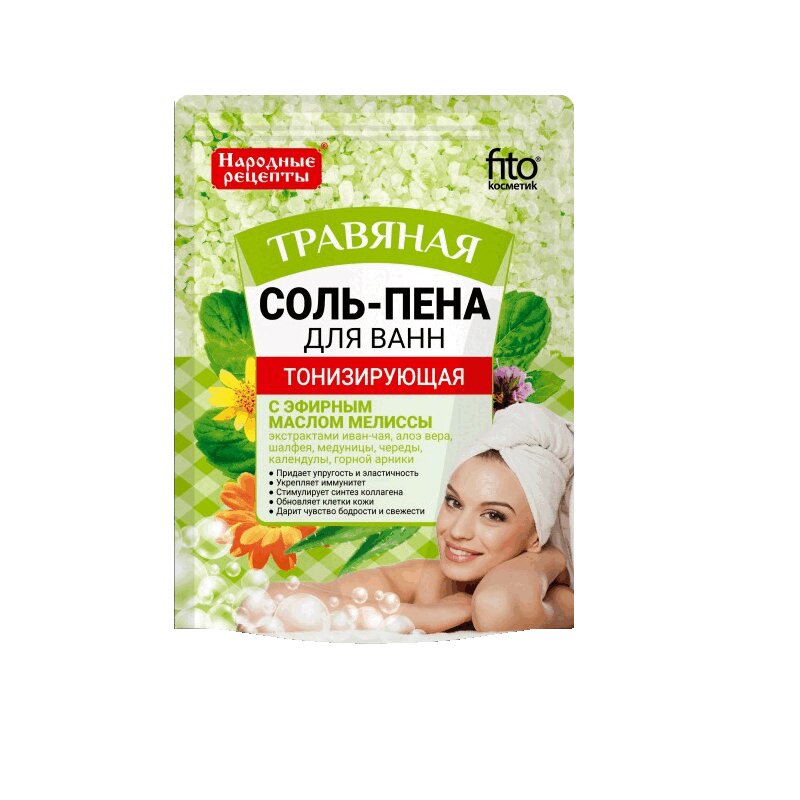 

Народные рецепты Соль-пена для ванн тонизирующая Травяная 200 г
