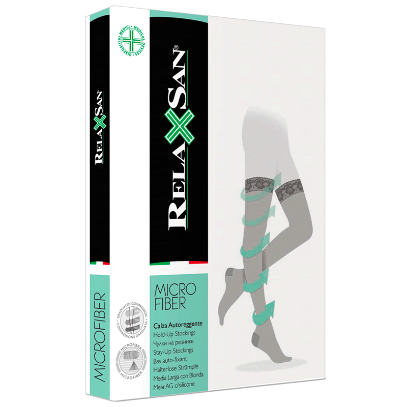 

Relaxsan MicroFiber Чулки компрессионные Stay-Up 1 класс компрессии 140 den размер 5 Телесные