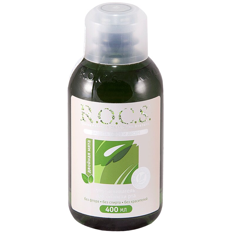 Изображение товара R.O.C.S. Ополаскиватель Двойная мята 400 мл и зубная щетка