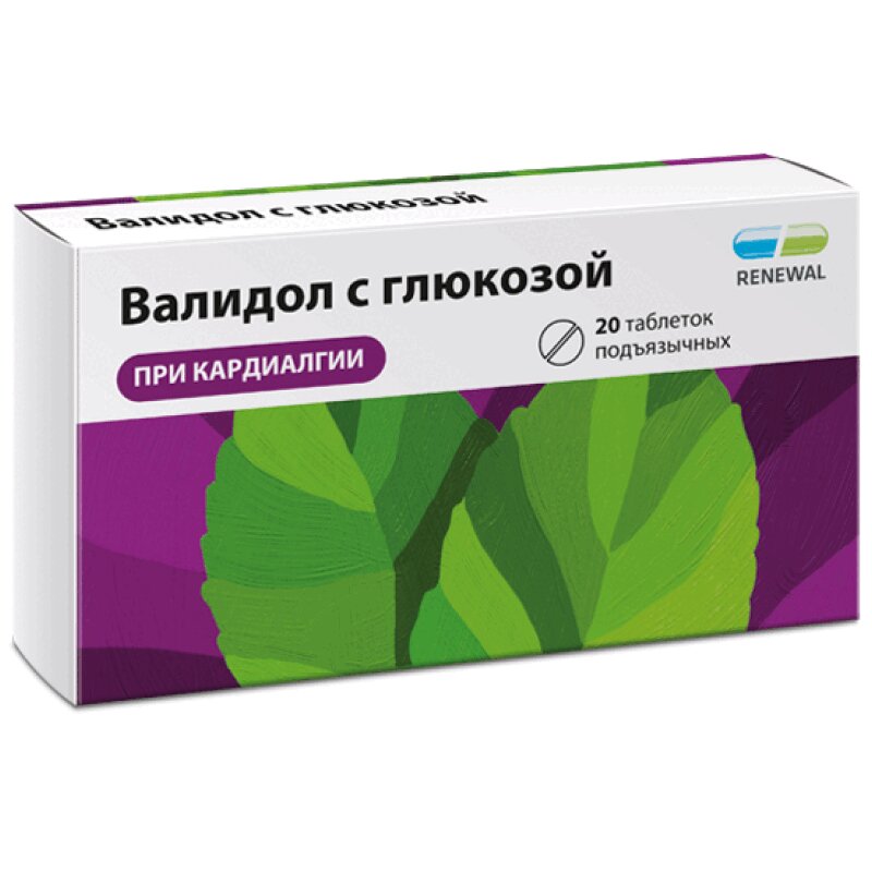 Изображение товара Валидол с глюкозой 60 мг+188 мг таблетки подъязычные 20 шт