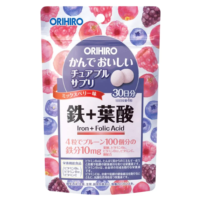 Orihiro Железо с витаминами таблетки жевательные лесные ягоды 120 шт солгар коджи железо ферм капс 30