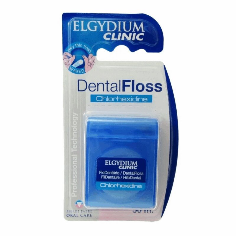 Эльгидиум Клиник Нить зубная с хлоргексидином 50м dentaglanz dentaglanz зубная нить classic mint dental floss