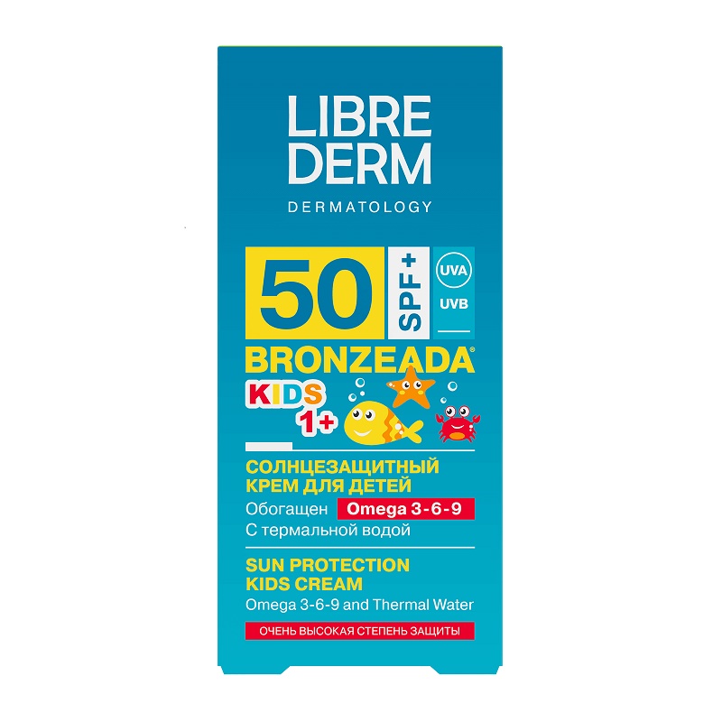 librederm бронзиада спорт гель cолнцезащитный для лица и тела spf 50 50 мл Librederm Бронзиада Крем SPF 50+ с Омега 3-6-9 и Термальной водой для детей 150 мл