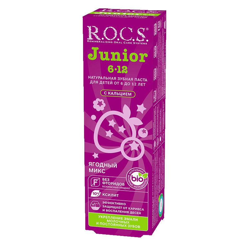 Изображение товара Детская зубная паста R.O.C.S. Junior Ягодный Микс 74 г для детей 6-12 лет