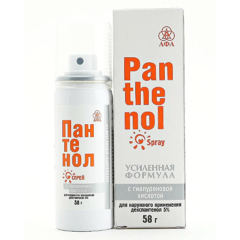 Изображение товара Пантенол 5% спрей с гиалуроновой кислотой 58 г для кожи Изображение товара Пантенол 5% спрей с гиалуроновой кислотой 58 г для кожи