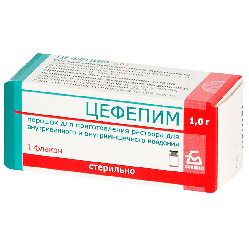 Изображение товара Цефепим 1 г порошок для инъекций в растворе антибиотик IV поколения
