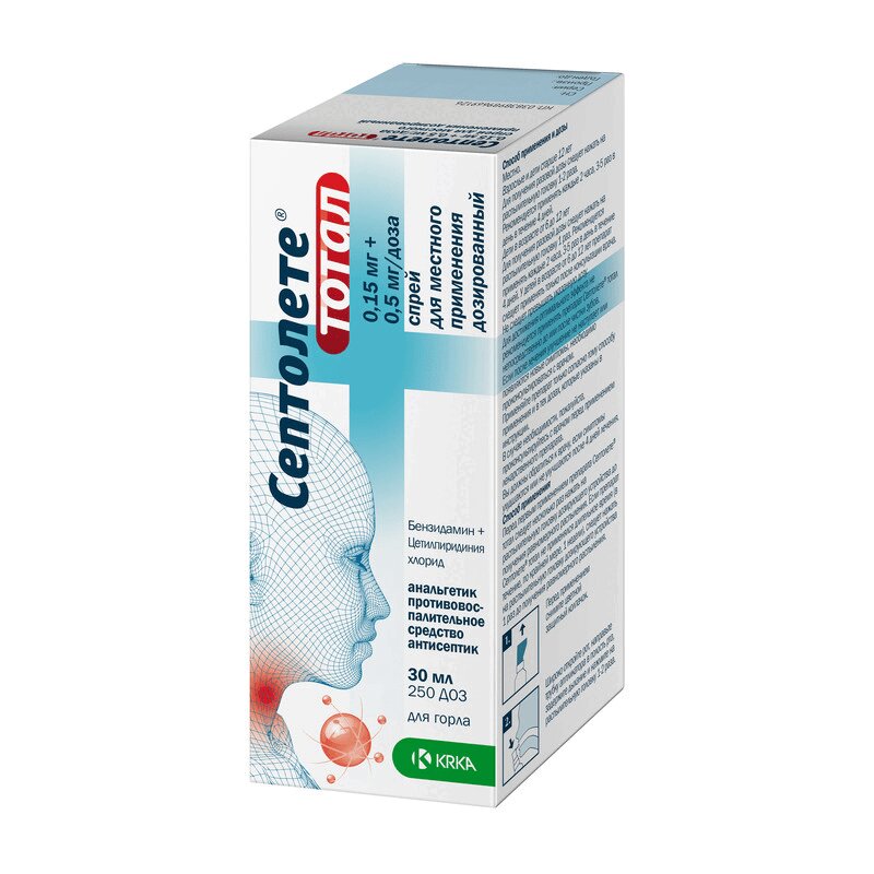 Изображение товара Септолете Тотал спрей для полости рта 250 доз 30 мл КРКА