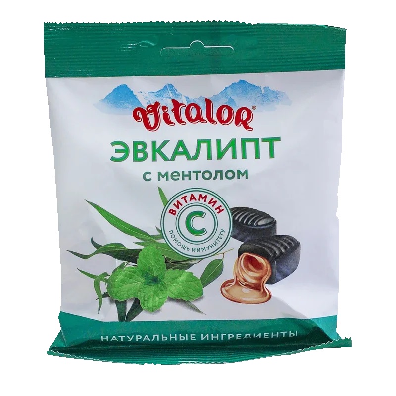 

Виталор леденцы на основе трав вит С-эвкалипт-ментол 60г