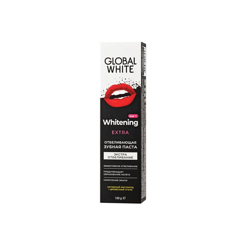 Global White З/паста экстра отбеливающая активный кислород 100 мл global white зубная щётка global white хром