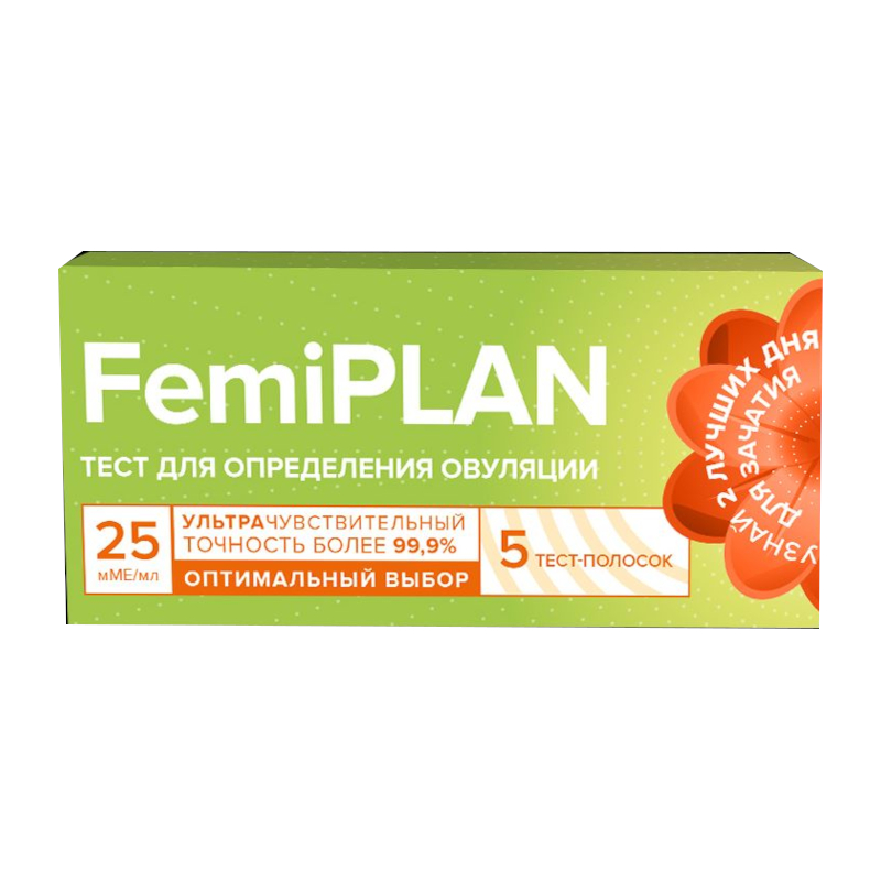Изображение товара Femiplan Тест на овуляцию тест-полоска 5 шт для определения фертильности
