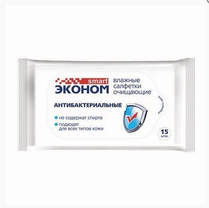 Изображение товара Эконом смарт Салфетки влажные антибактериальные 15 шт