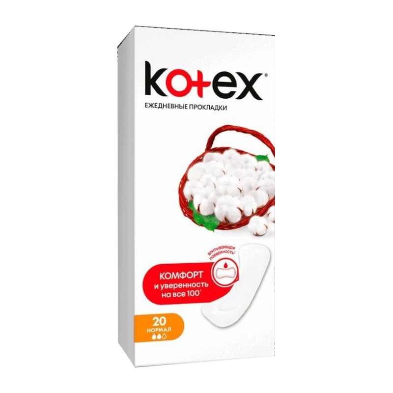 Изображение товара Kotex ежедневные гигиенические прокладки нормал 20 шт без ароматизаторов