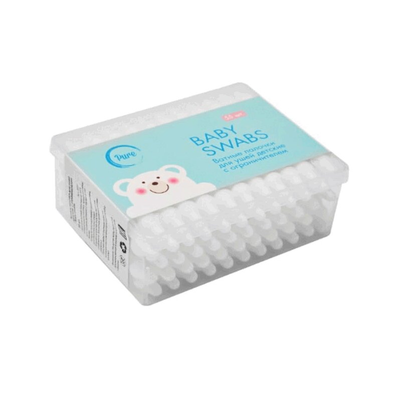 Изображение товара Pure Ватные палочки для ушей детские с огранич.55 шт